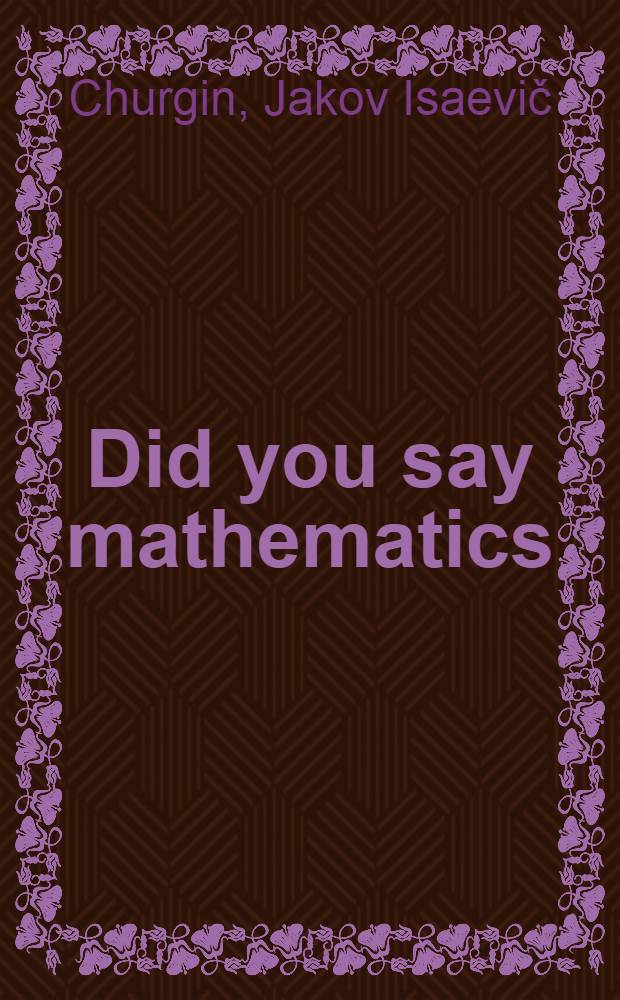 Did you say mathematics