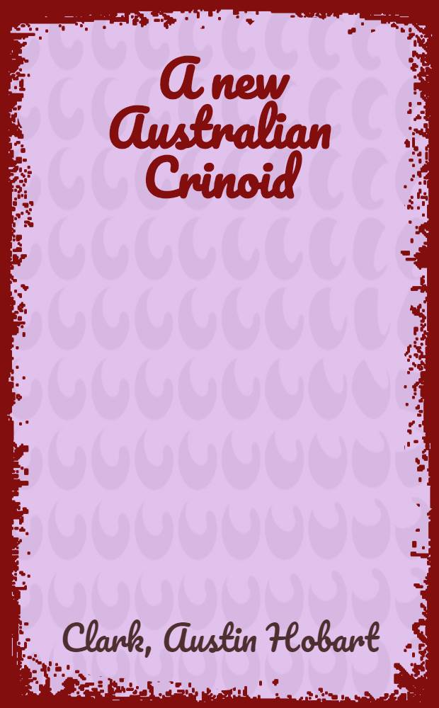 [A new Australian Crinoid