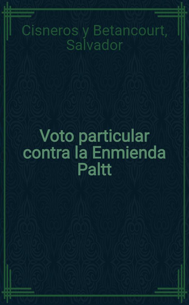 Voto particular contra la Enmienda Paltt