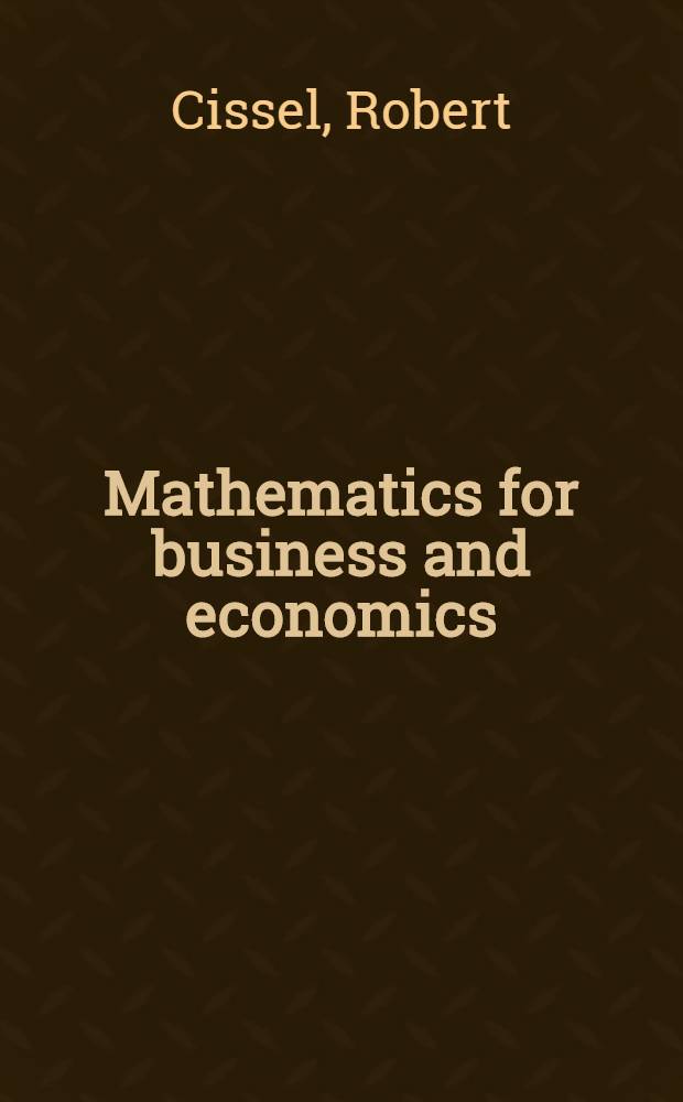Mathematics for business and economics