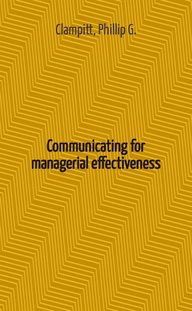 Communicating for managerial effectiveness