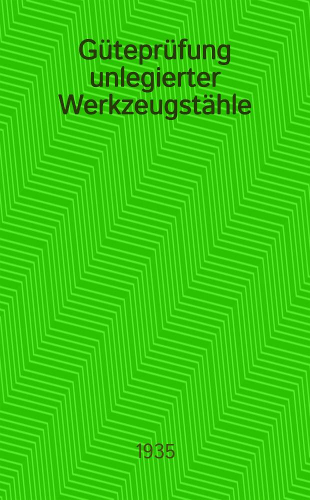 Güteprüfung unlegierter Werkzeugstähle : Ueber den Einfluss der metallurgischen Herstellung eines unlegierten Werkzeugstahles auf das verhalten beim härten, glühen, zementieren, insbesondere bei der Entkohlung, sowie die Möglichkeit einer Unterscheidung durch ein entsprechendes Prüfverfahren : Von der Technischen Hochschule in Aachen ... genehmigte Diss