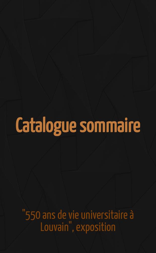 [Catalogue sommaire]
