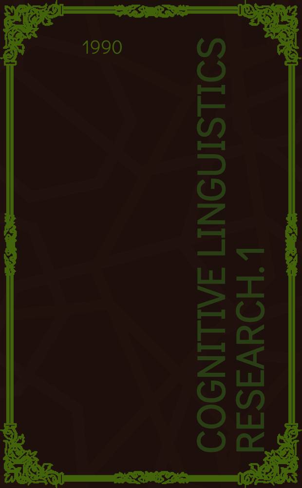 Cognitive linguistics research. 1 : Concept, image, and symbol