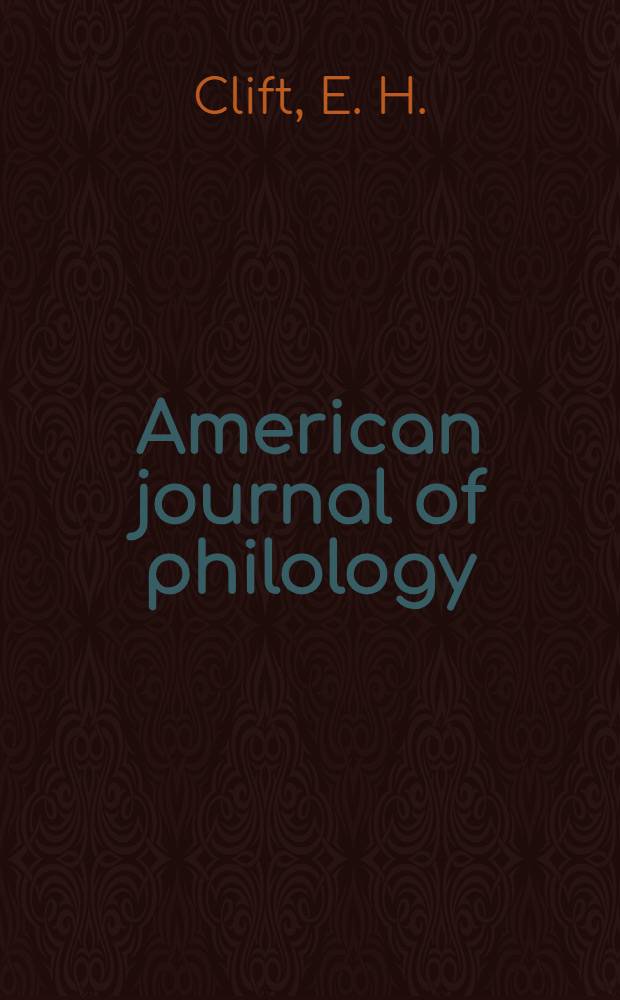 [American journal of philology] : Index to volumes XLI-LX 1920-1939