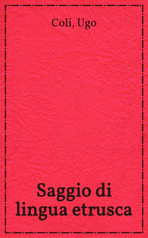 Saggio di lingua etrusca