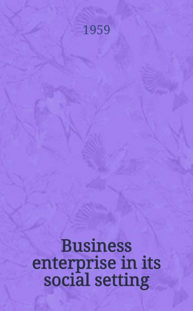 Business enterprise in its social setting