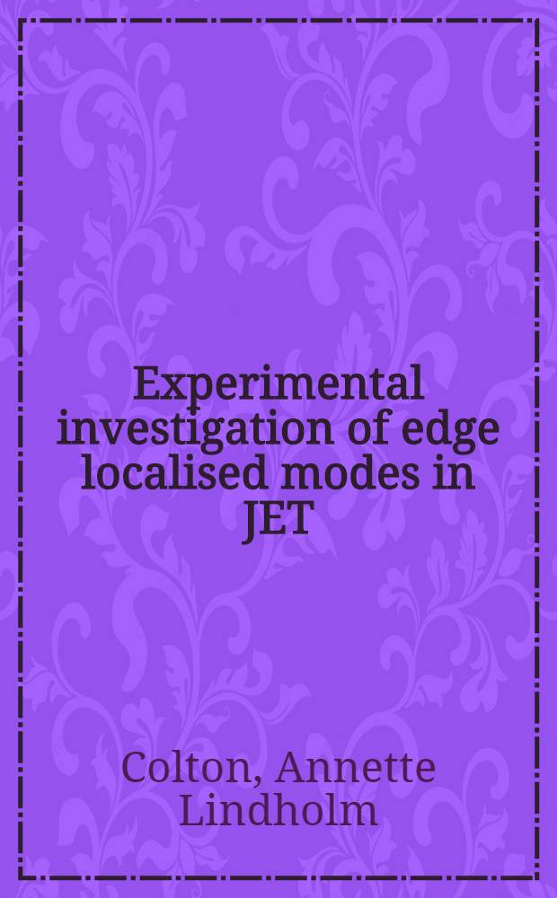 Experimental investigation of edge localised modes in JET