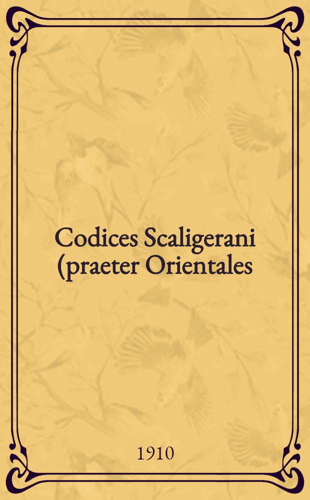Codices Scaligerani (praeter Orientales)
