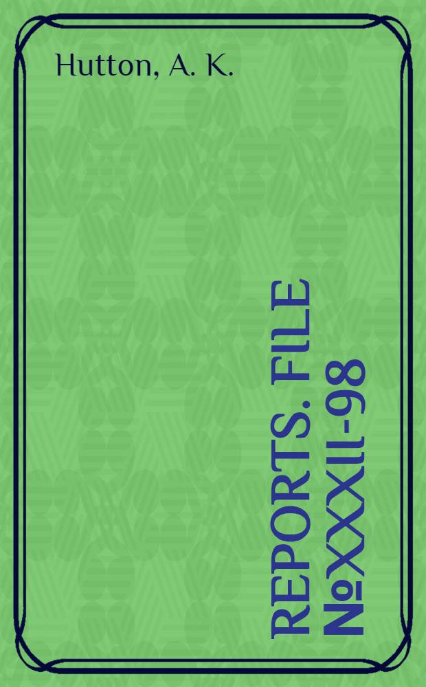 [Reports]. File № XXXII-98 : Report on materials for diesel engines