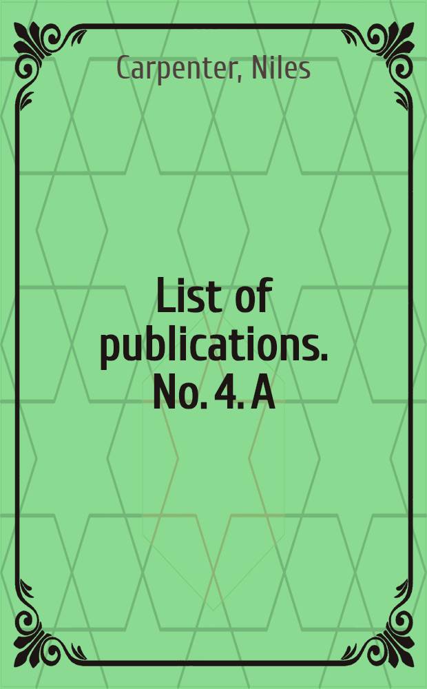 [List of publications]. No. 4. A : Hospital service for patients of moderate means