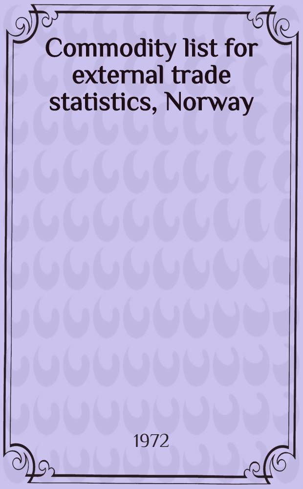 Commodity list for external trade statistics, Norway