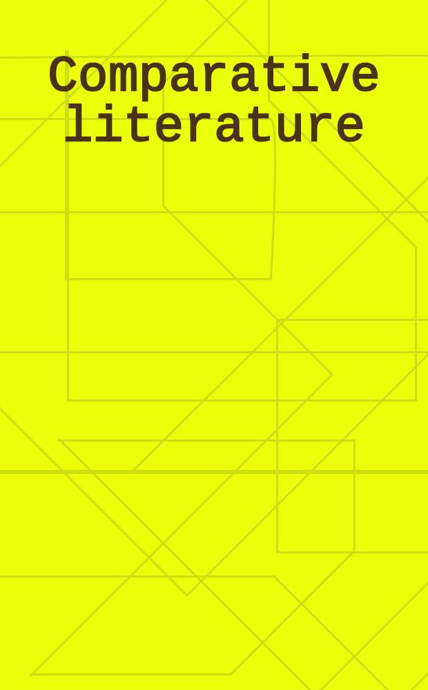 Comparative literature: matter and method