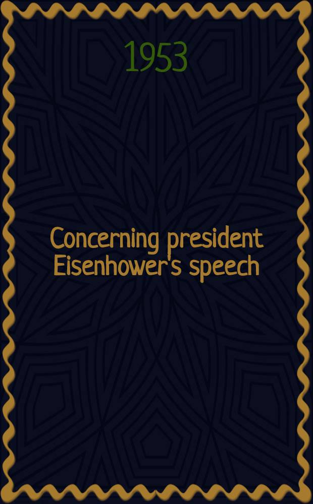 Concerning president Eisenhower's speech