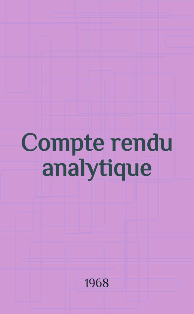 Compte rendu analytique