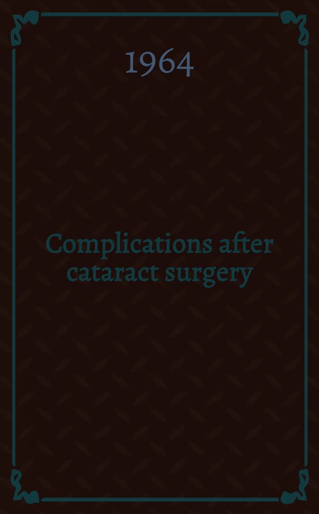 Complications after cataract surgery