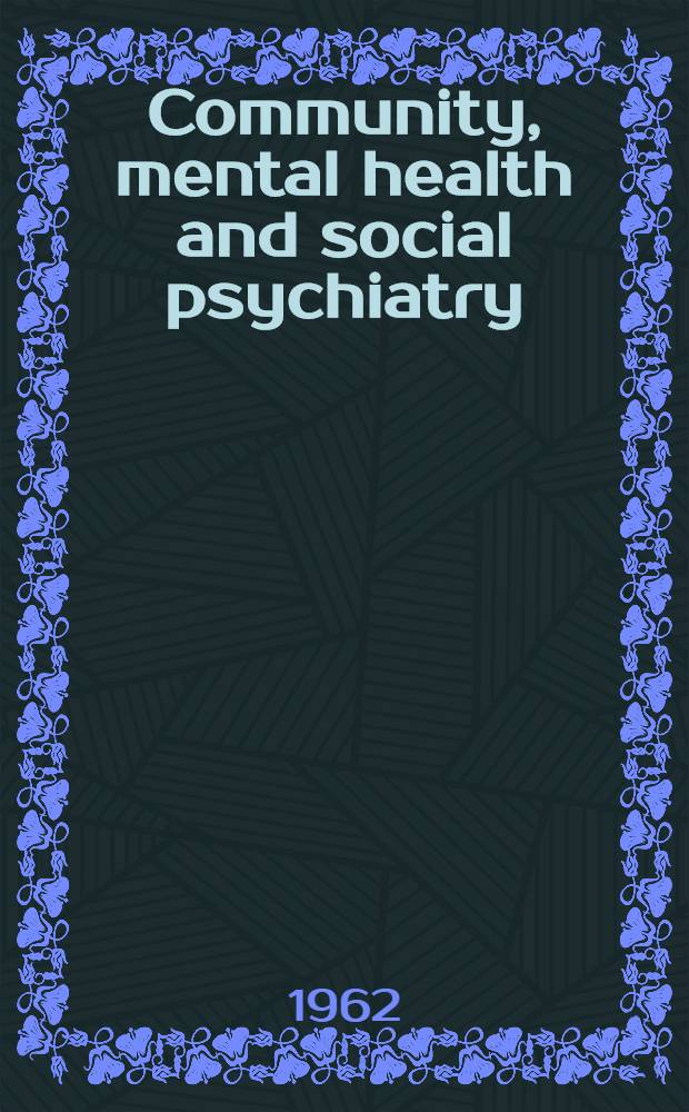 Community, mental health and social psychiatry : A reference guide