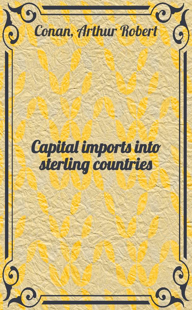 Capital imports into sterling countries