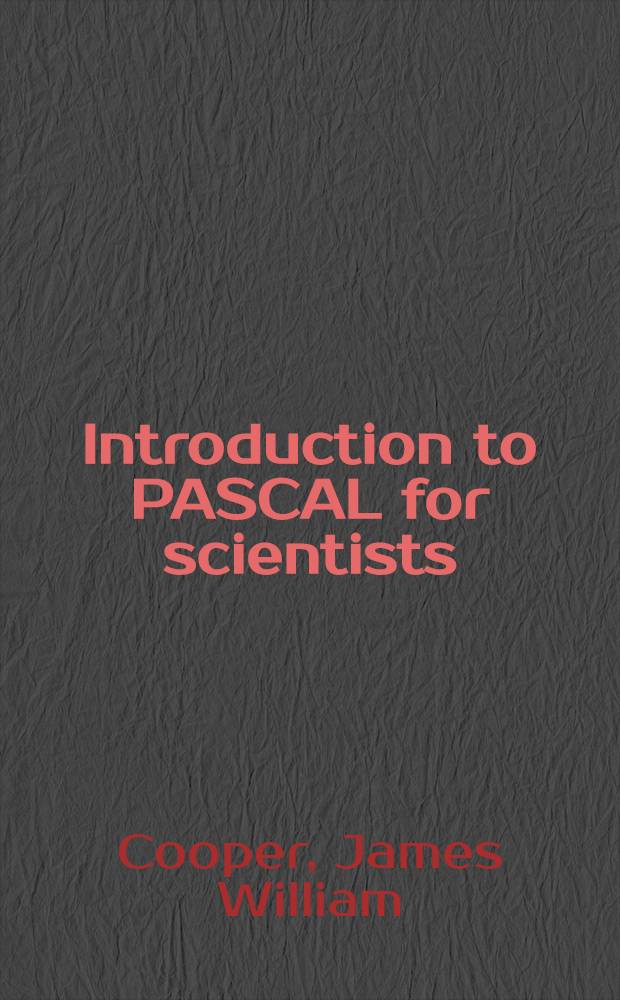Introduction to PASCAL for scientists