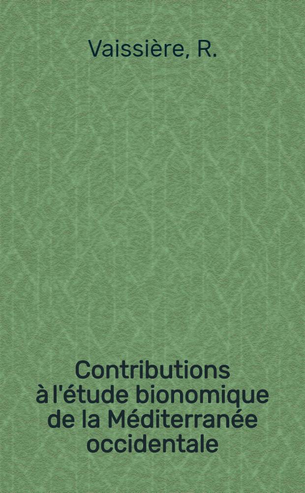 Contributions à l'étude bionomique de la Méditerranée occidentale (Côte du Var et de Alpes maritimes-côte occidentale de Corse). 1 : Généralités