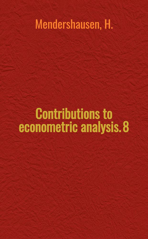 Contributions to econometric analysis. 8 : Two post war recoveries of the German economy