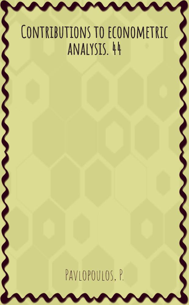 Contributions to econometric analysis. 44 : A statistical model for the Greek economy 1949-1959