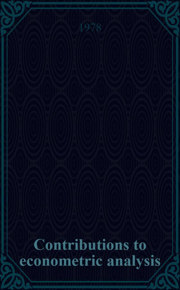 Contributions to econometric analysis : Indirect management in a centrally planned economy