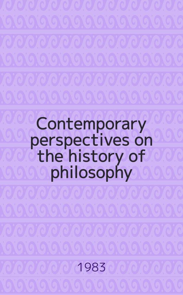 Contemporary perspectives on the history of philosophy