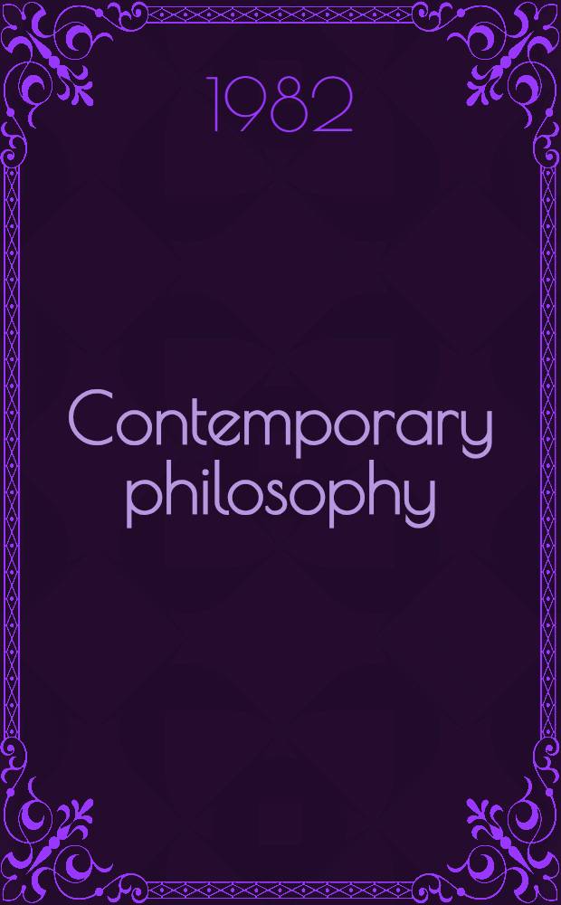 Contemporary philosophy = La philosophie contemporaine : A new survey