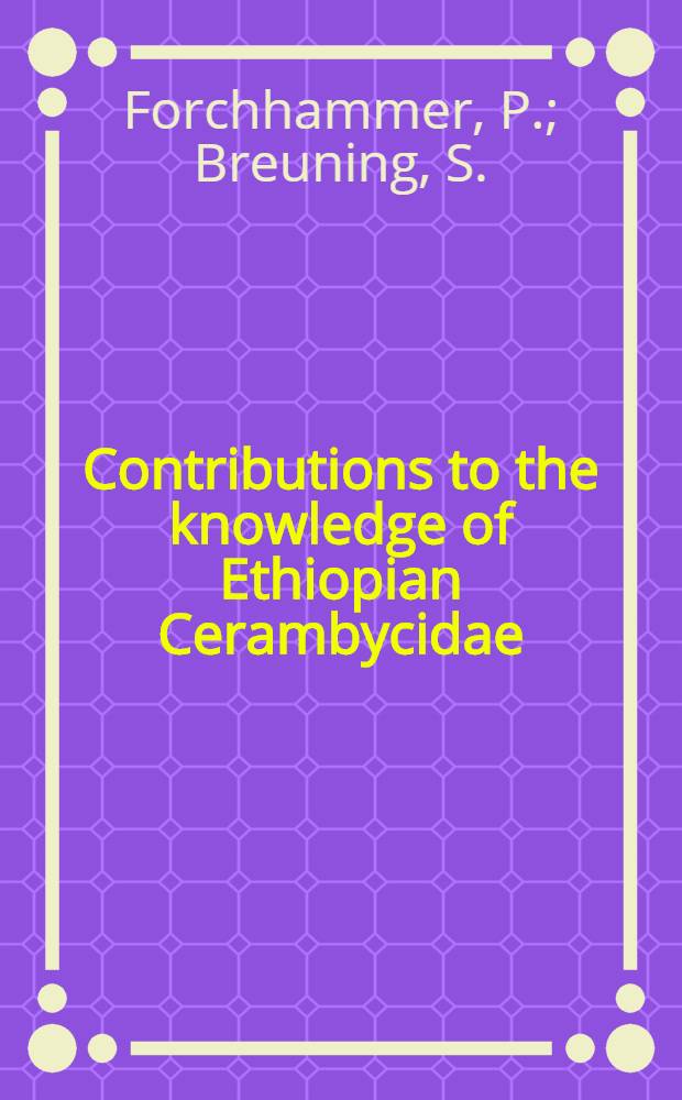 Contributions to the knowledge of Ethiopian Cerambycidae (Coleoptera). 2 : Annota list of Cerambycidae, subfamily Lamiinae collected in Tanzania, Zambia and Botswana 1969-80 with description of 86 new taxa