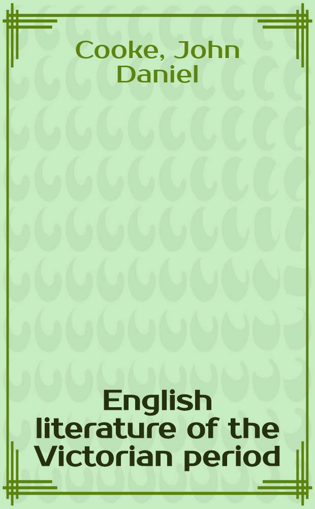 English literature of the Victorian period