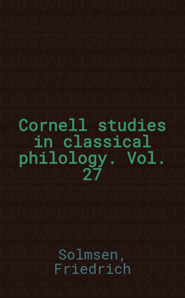 Cornell studies in classical philology. Vol. 27 : Plato's theology