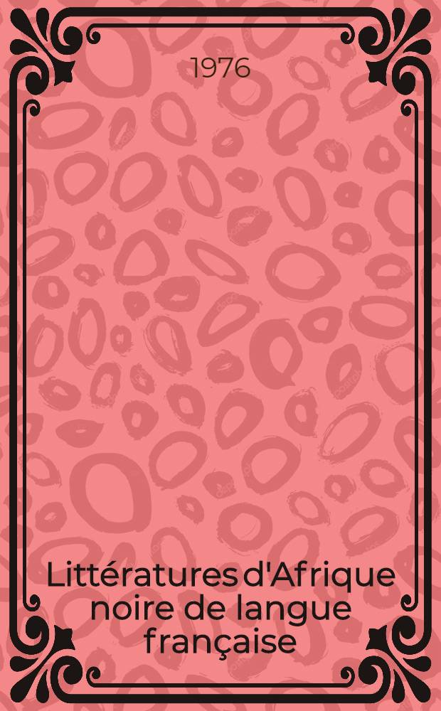 Littératures d'Afrique noire de langue française