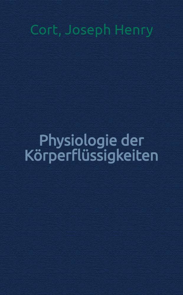 Physiologie der Körperflüssigkeiten