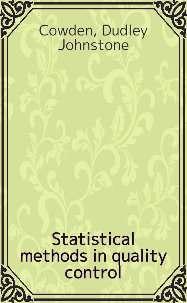 Statistical methods in quality control