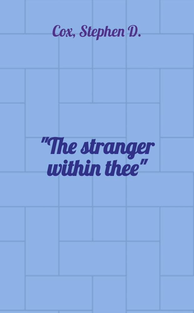 "The stranger within thee" : Concepts of the self in late-eighteenth-cent. lit