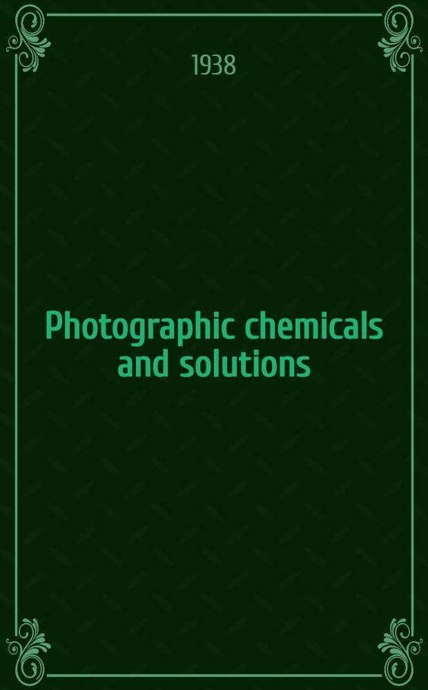 Photographic chemicals and solutions
