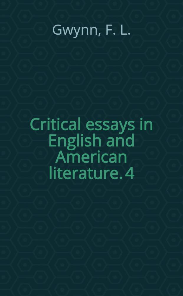 Critical essays in English and American literature. 4 : The fiction of J. D. Salinger