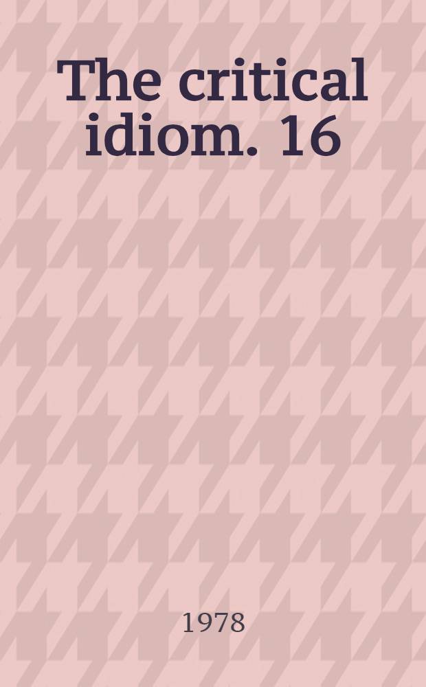 The critical idiom. 16 : Symbolism