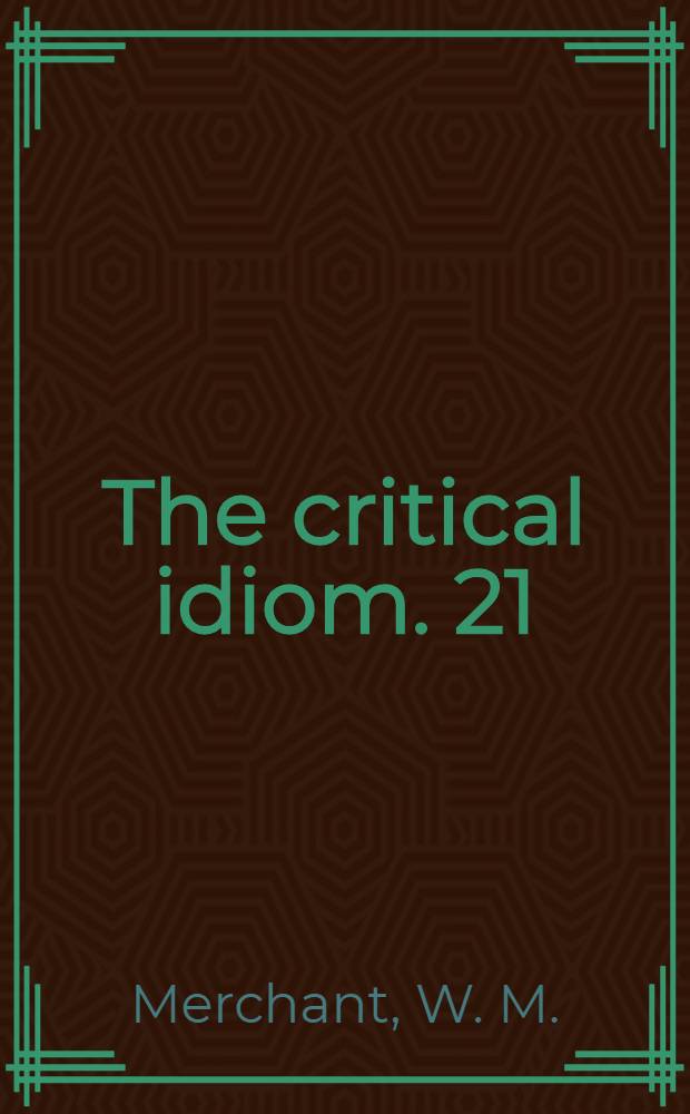 The critical idiom. 21 : Comedy