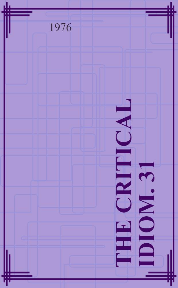 The critical idiom. 31 : Myth