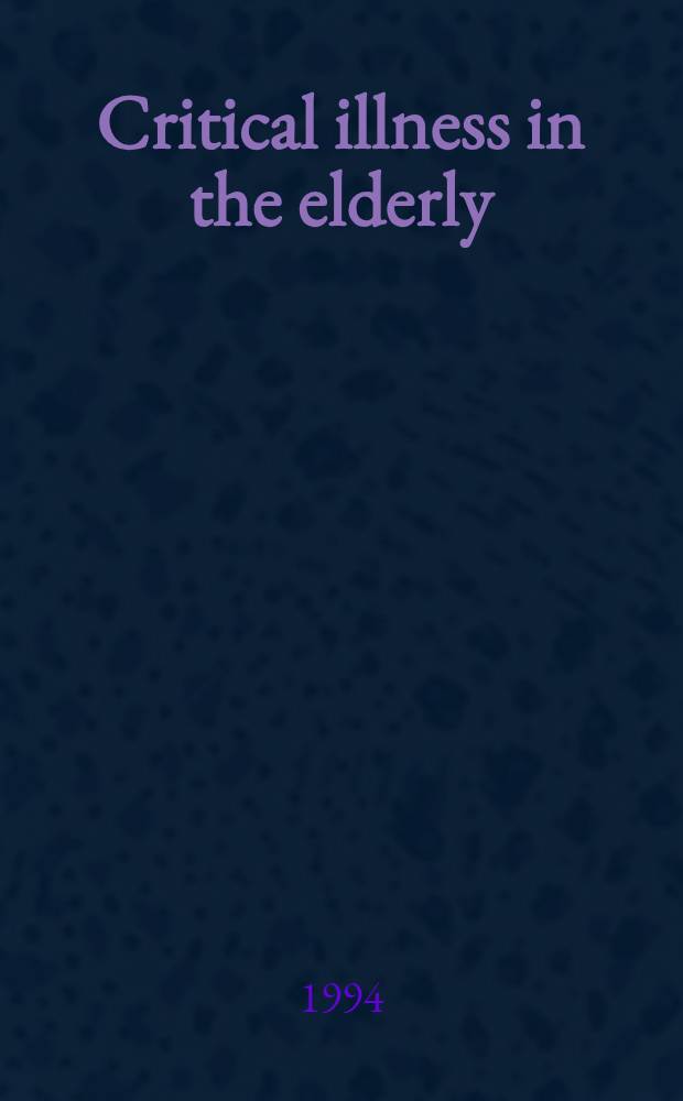 Critical illness in the elderly