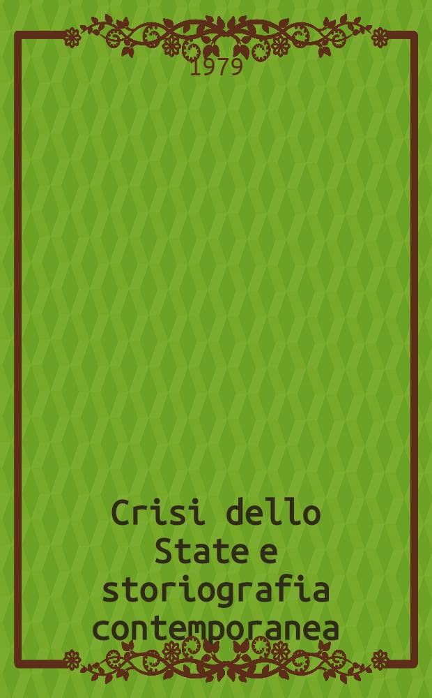 Crisi dello State e storiografia contemporanea