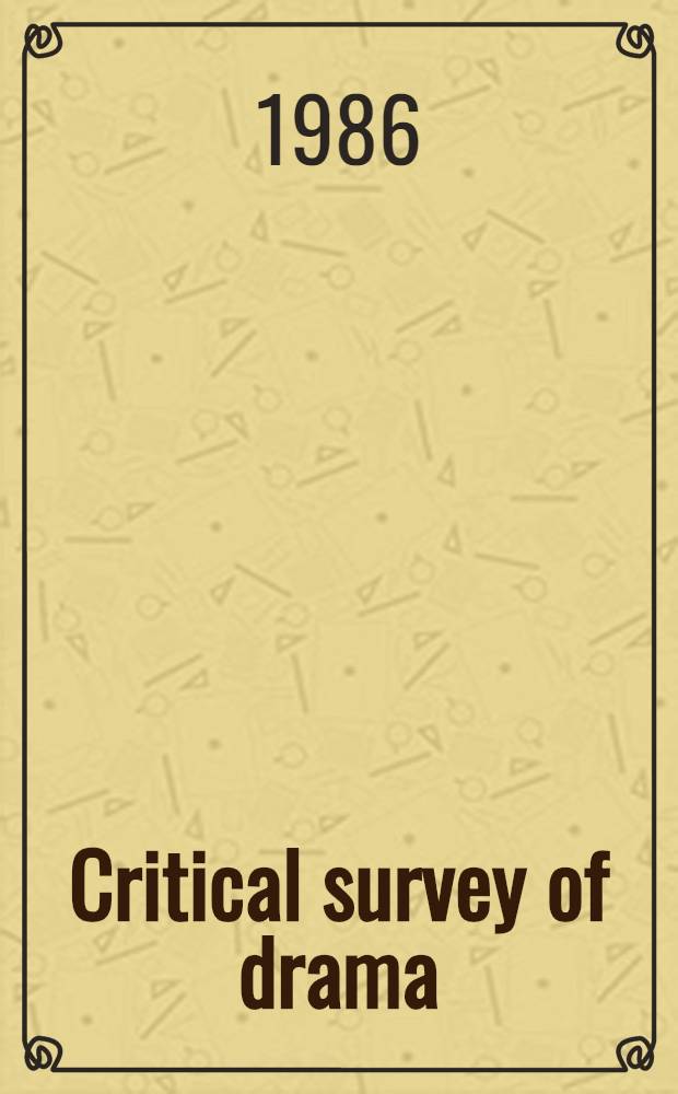 Critical survey of drama : Foreign lang. ser. 3 : Authors