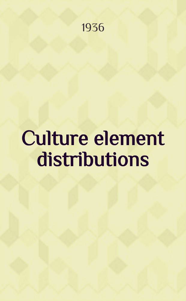 Culture element distributions