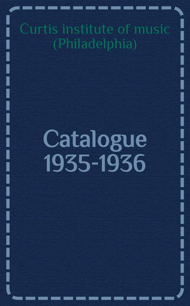 Catalogue 1935-1936