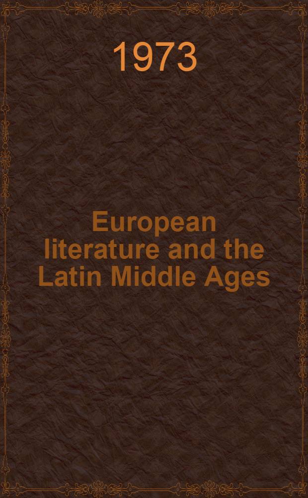 European literature and the Latin Middle Ages