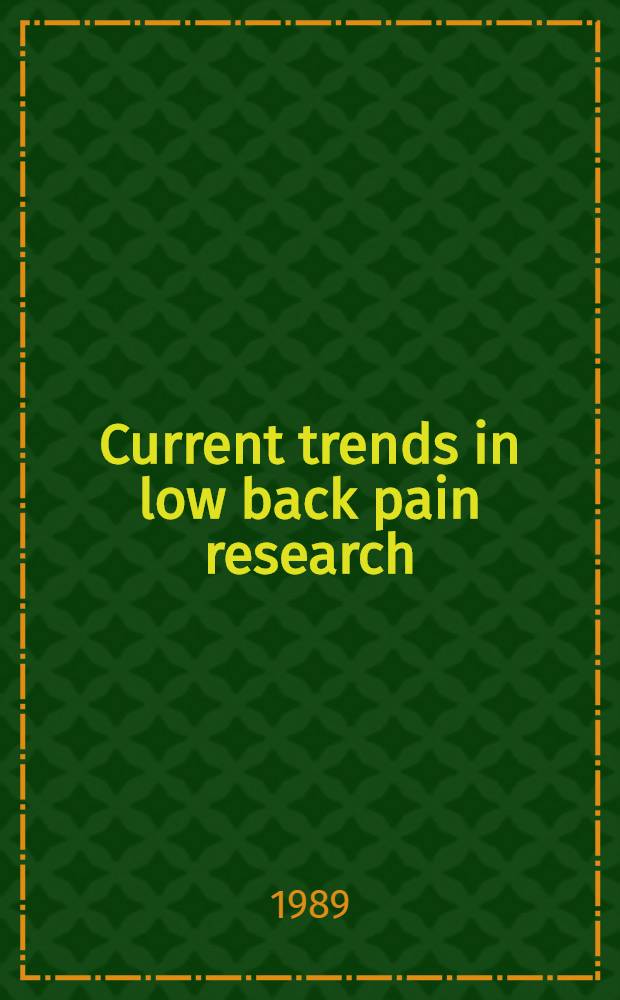 Current trends in low back pain research