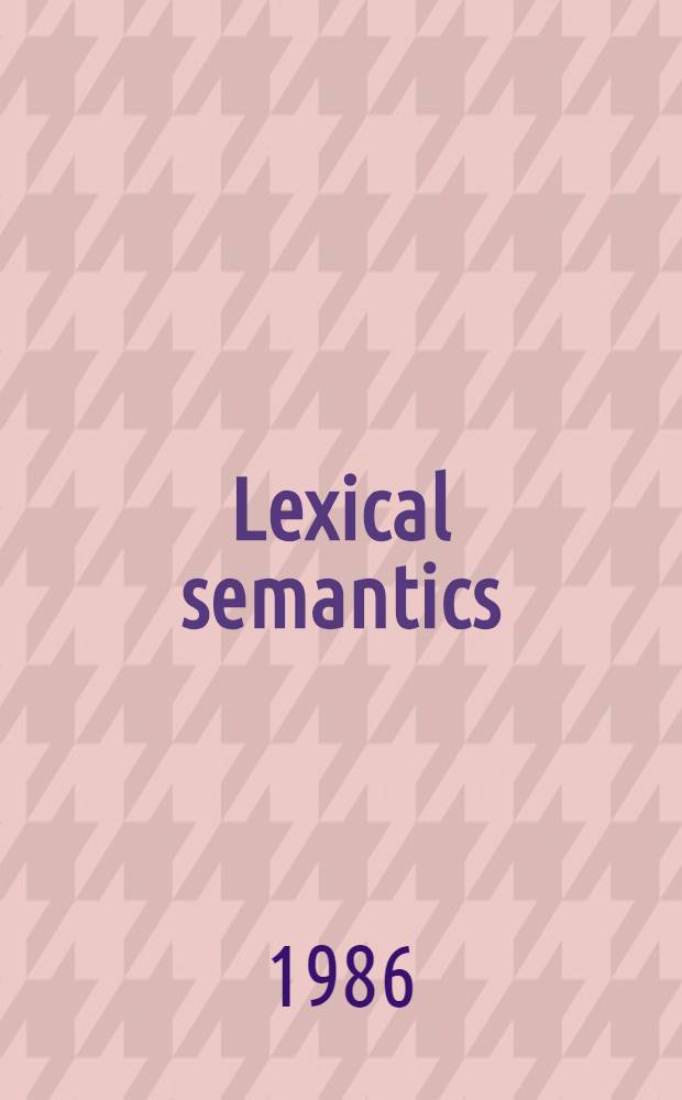 Lexical semantics