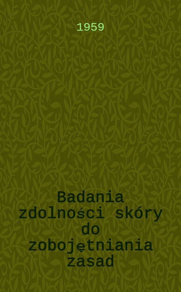 Badania zdolności skóry do zobojętniania zasad